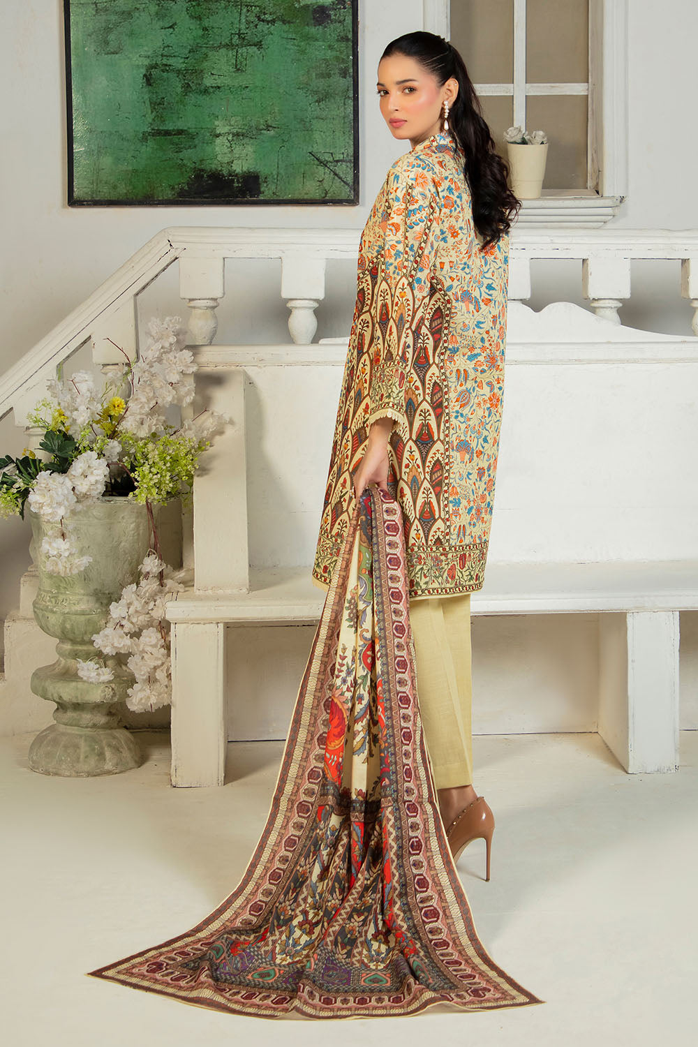 3 Piece Printed Khaddar Suit with Dupatta