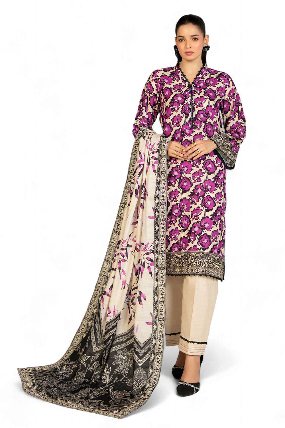 3 Piece Printed Khaddar Suit with Dupatta