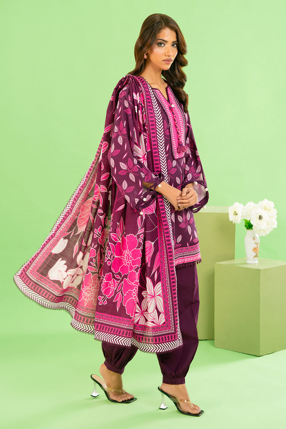 3 Piece Printed Khaddar Suit with Dupatta
