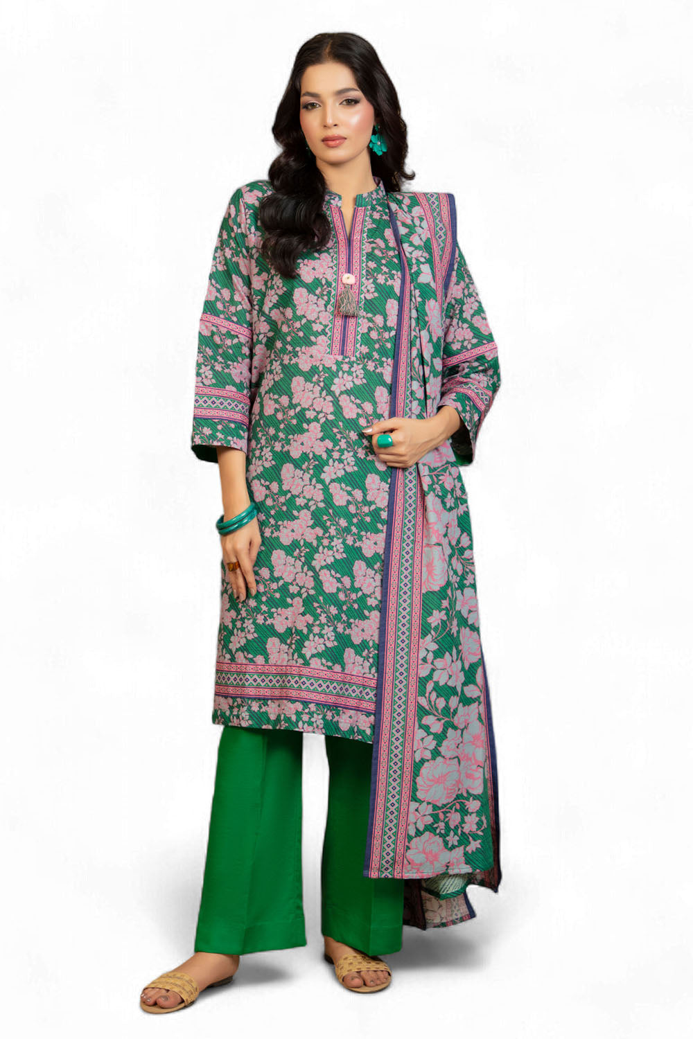3 Piece Printed Khaddar Suit with Dupatta