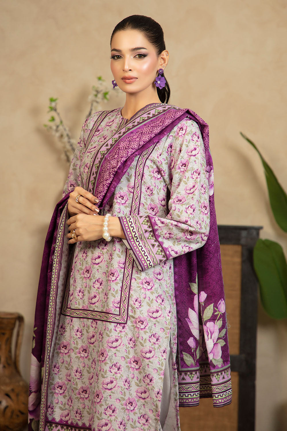 3 Piece Printed Khaddar Suit with Dupatta