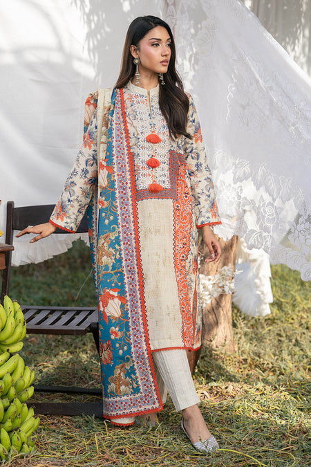 3 Piece Printed Khaddar Suit