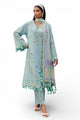 3 Piece Embroidered Lawn Suit With Lacquer Printed Denting Dupatta