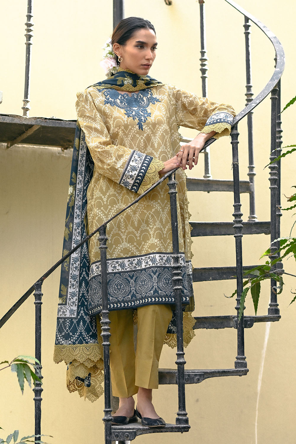 3 Piece Printed Lawn Suit With Embroidered Neckline