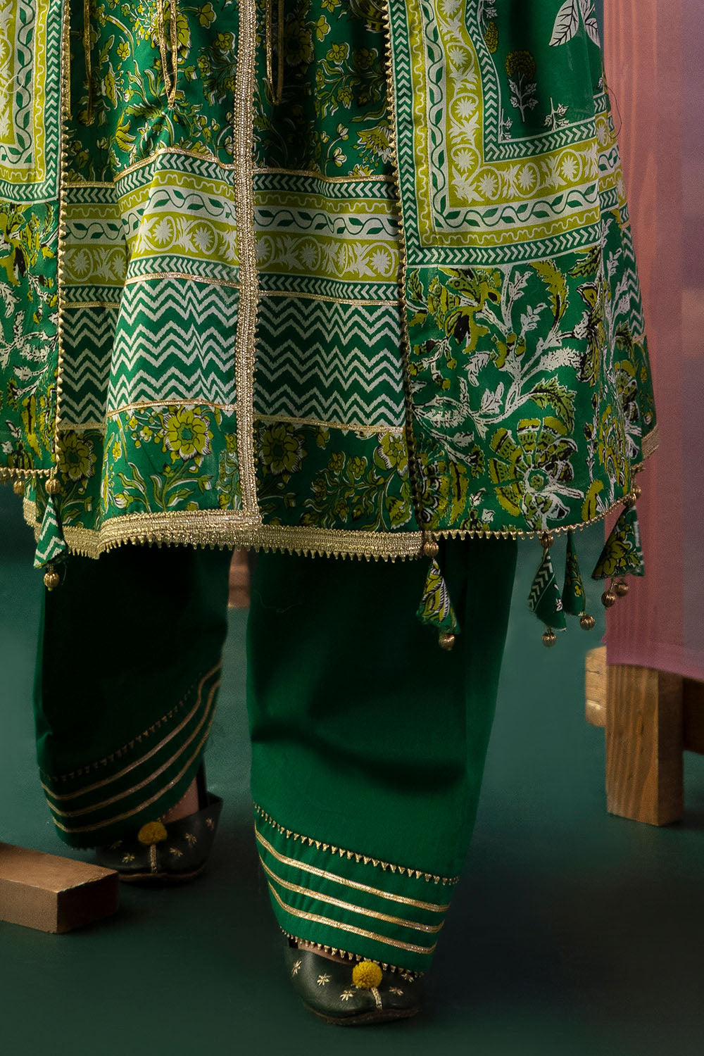 3 Piece Gota Embroidered Lawn Suit With Printed Lawn Dupatta