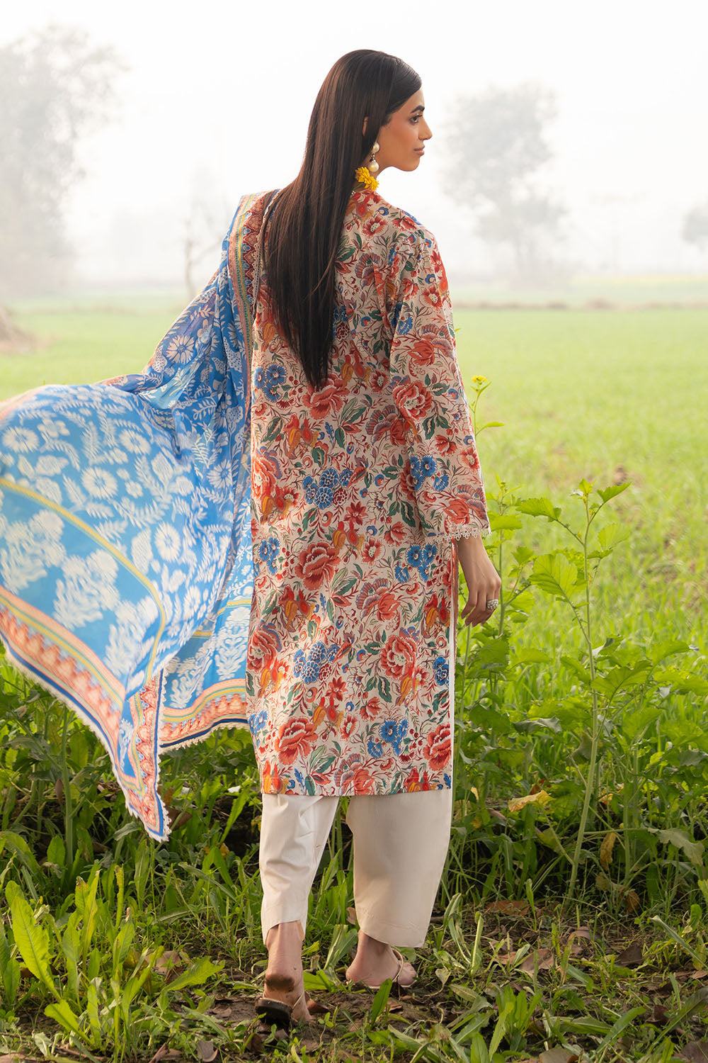 3 Piece Printed Lawn Suit with Embroidered Border
