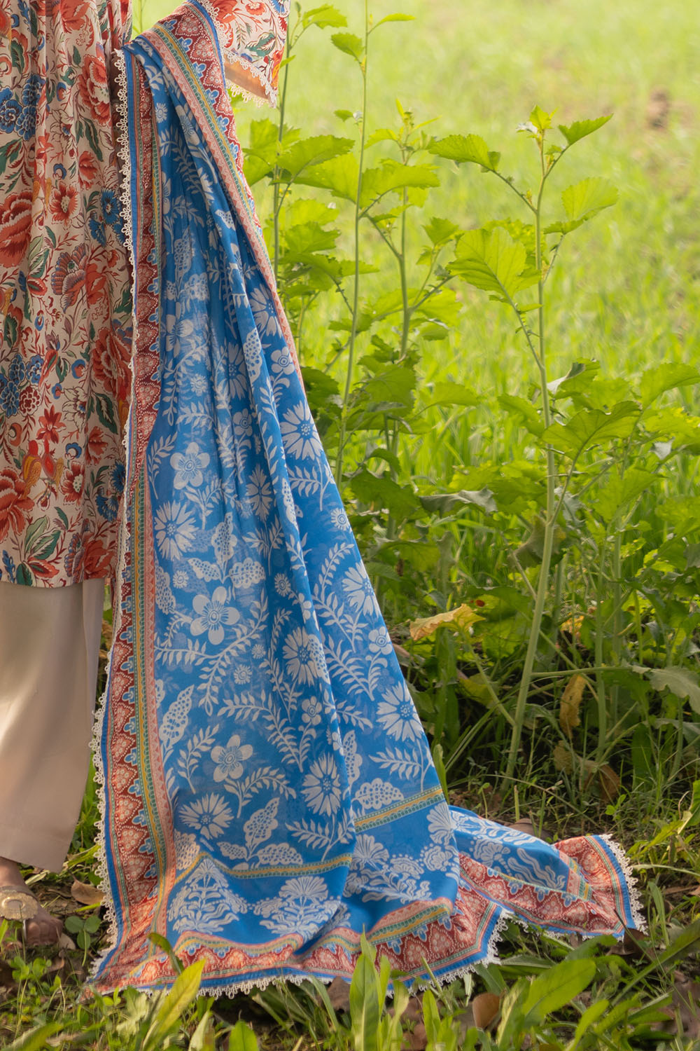 3 Piece Printed Lawn Suit with Embroidered Border