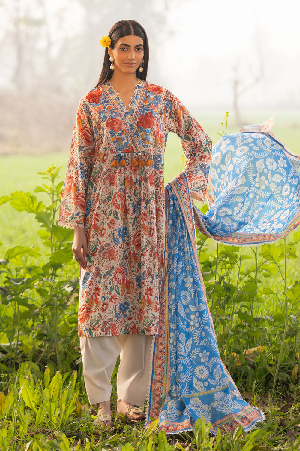 3 Piece Printed Lawn Suit with Embroidered Border