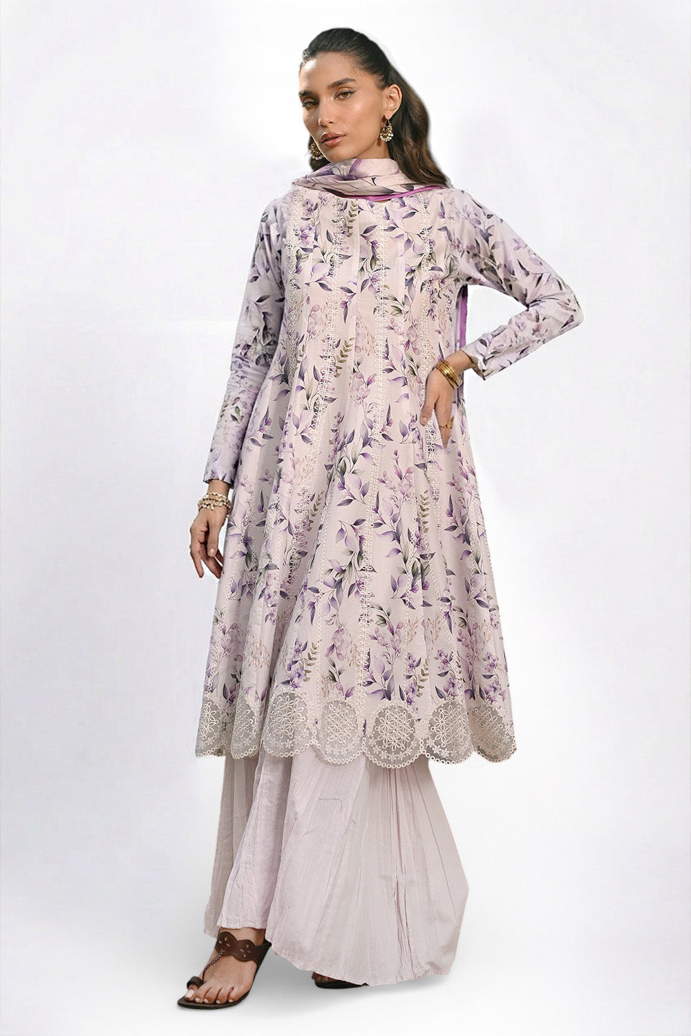 2 Piece - Emboidered Zari Lawn Suit