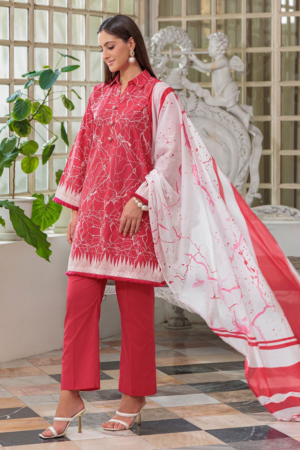 3 Piece Embroidered Lawn Suit With Dupatta