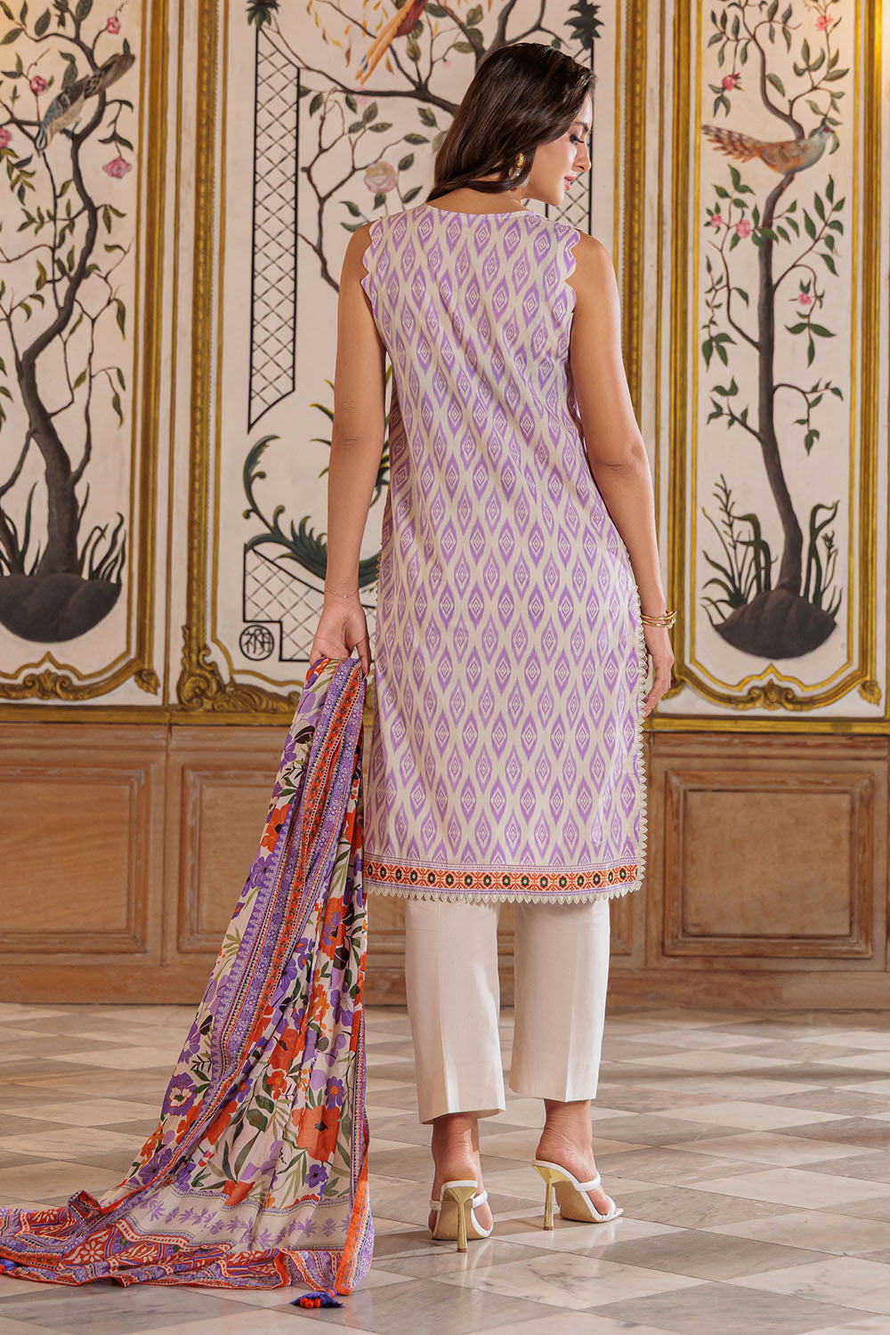 3 Piece Printed Lawn Suit with Embroidered Neckline