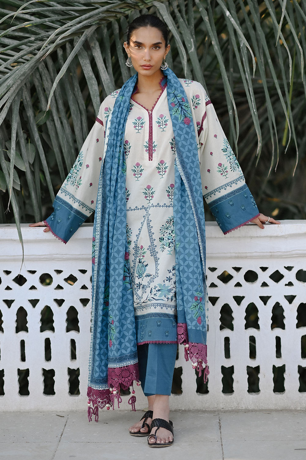 3 Piece Embroidered Printed Lawn Suit With Lawn Dupatta