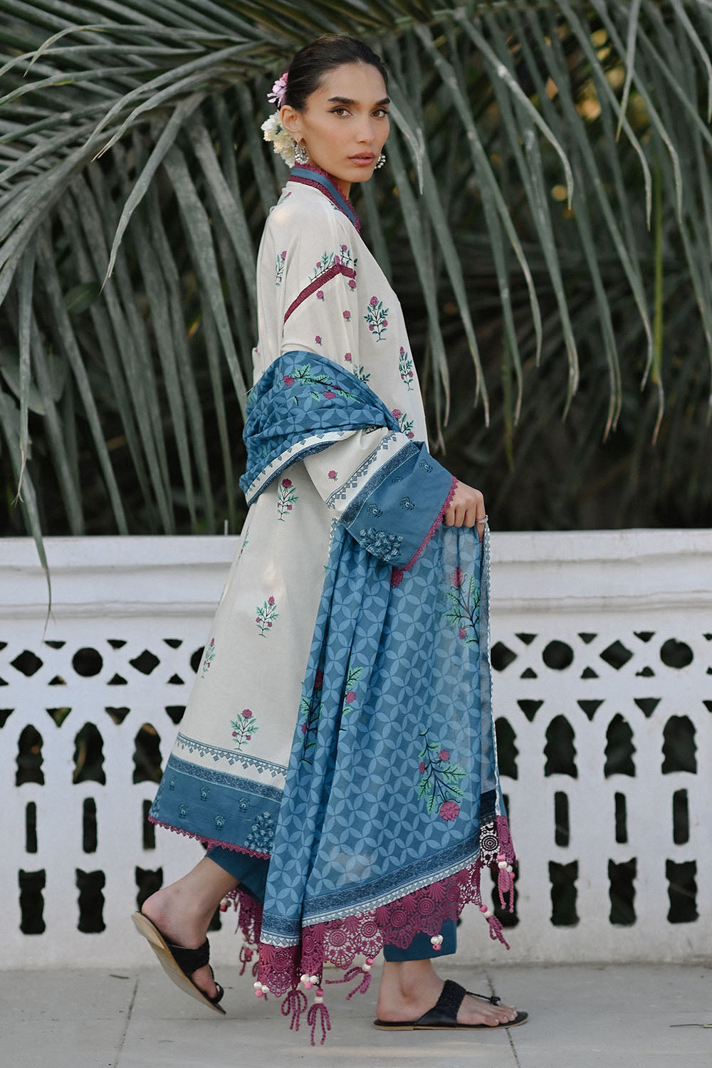 3 Piece Embroidered Printed Lawn Suit With Lawn Dupatta