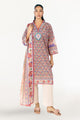 3 Piece Printed Lawn Suit With Embroidered Organza Neckline