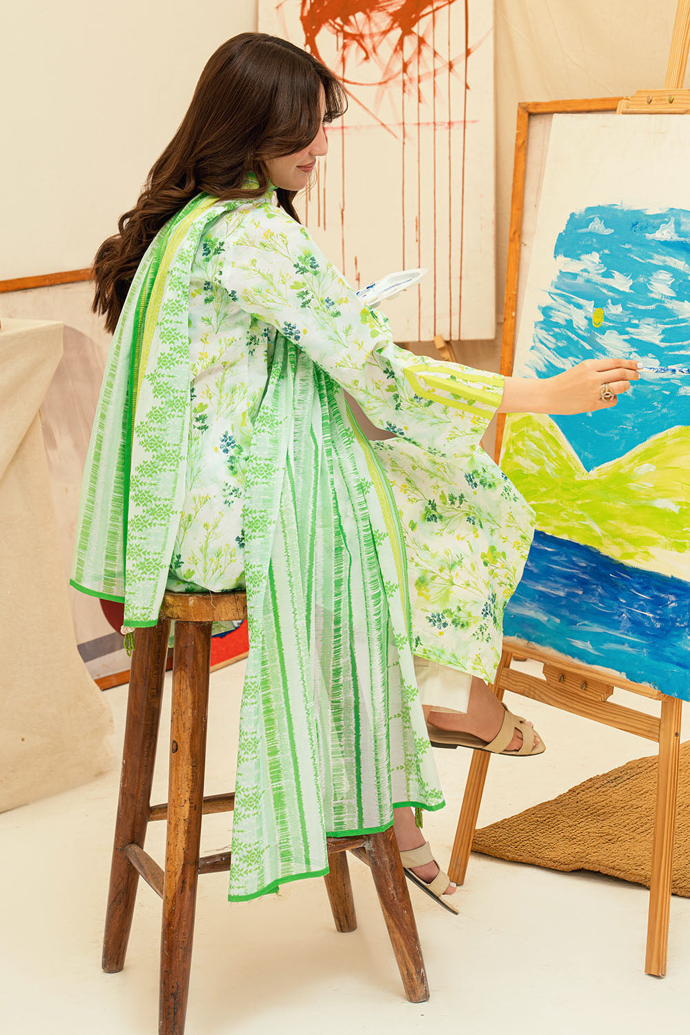 3 Piece Printed Lawn Suit with Embroidered Neckline