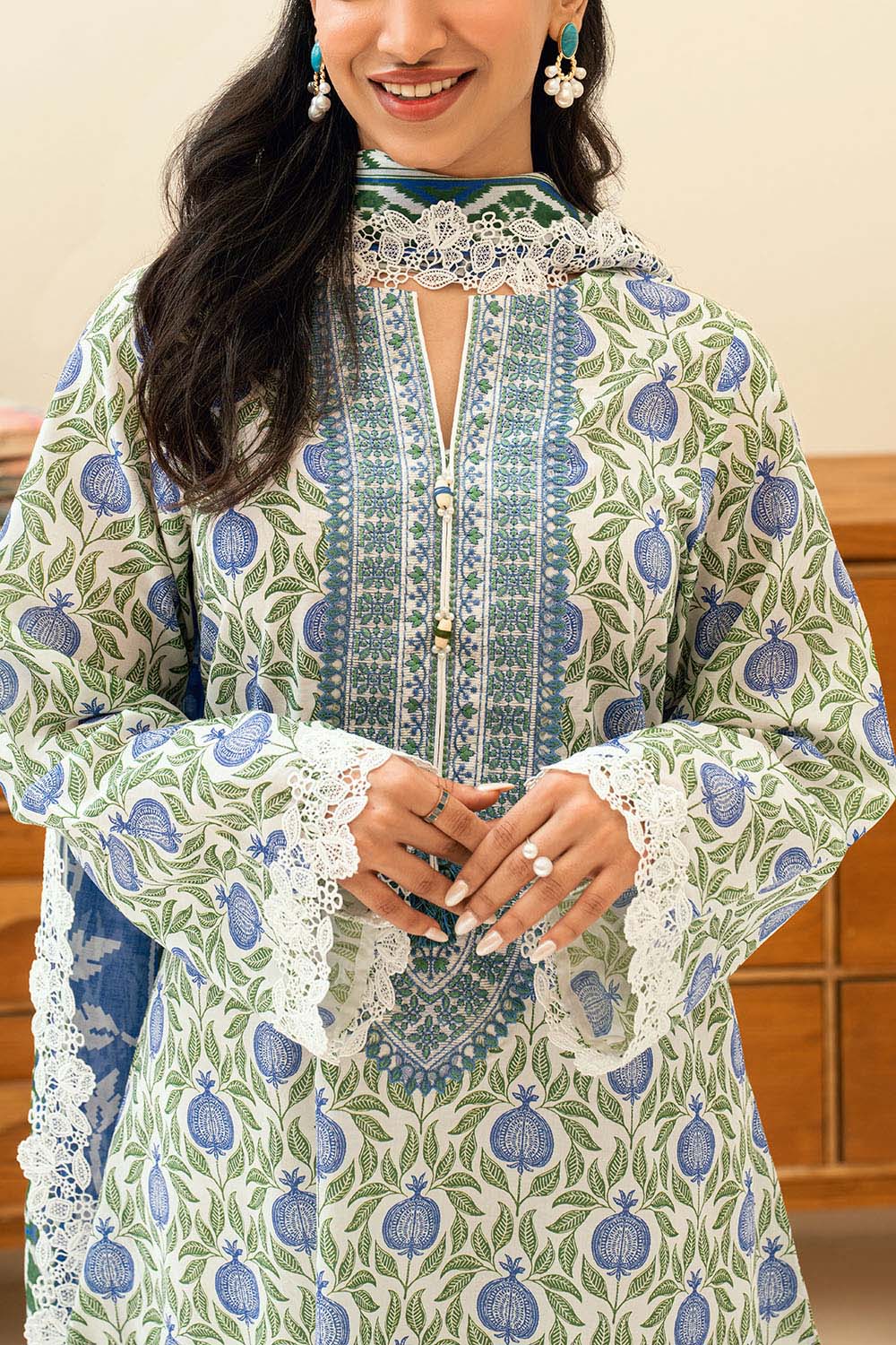 3 Piece Printed Lawn Suit With Embroidered Neckline