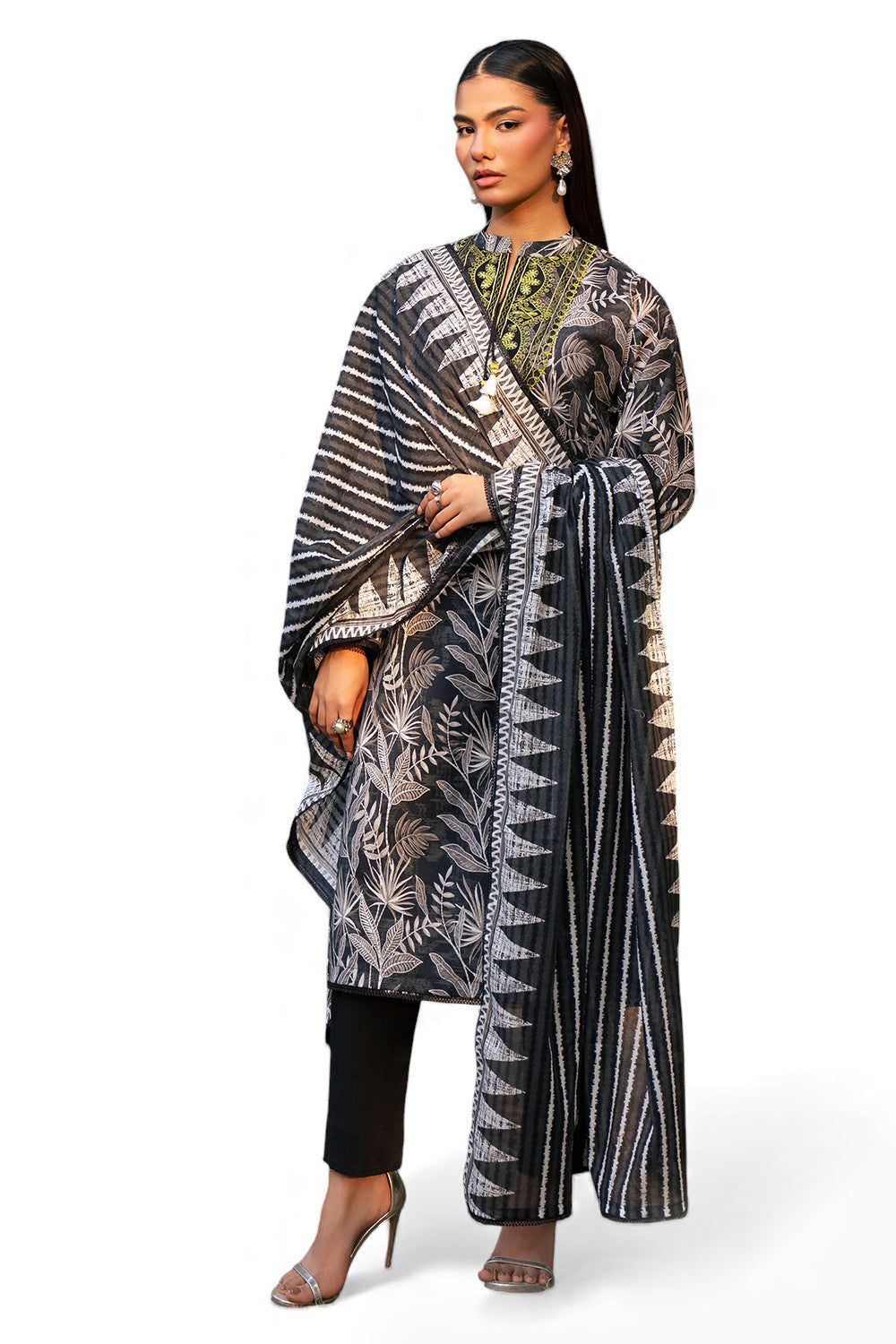3 Piece Printed Lawn Suit With Embroidered Neckline