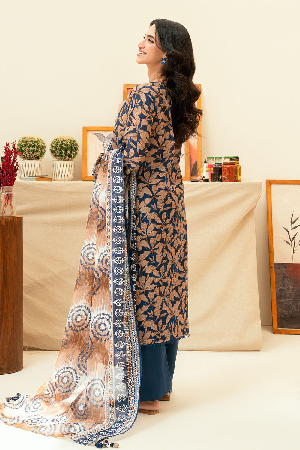 3 Piece Printed Lawn Suit With Embroidered Neckline
