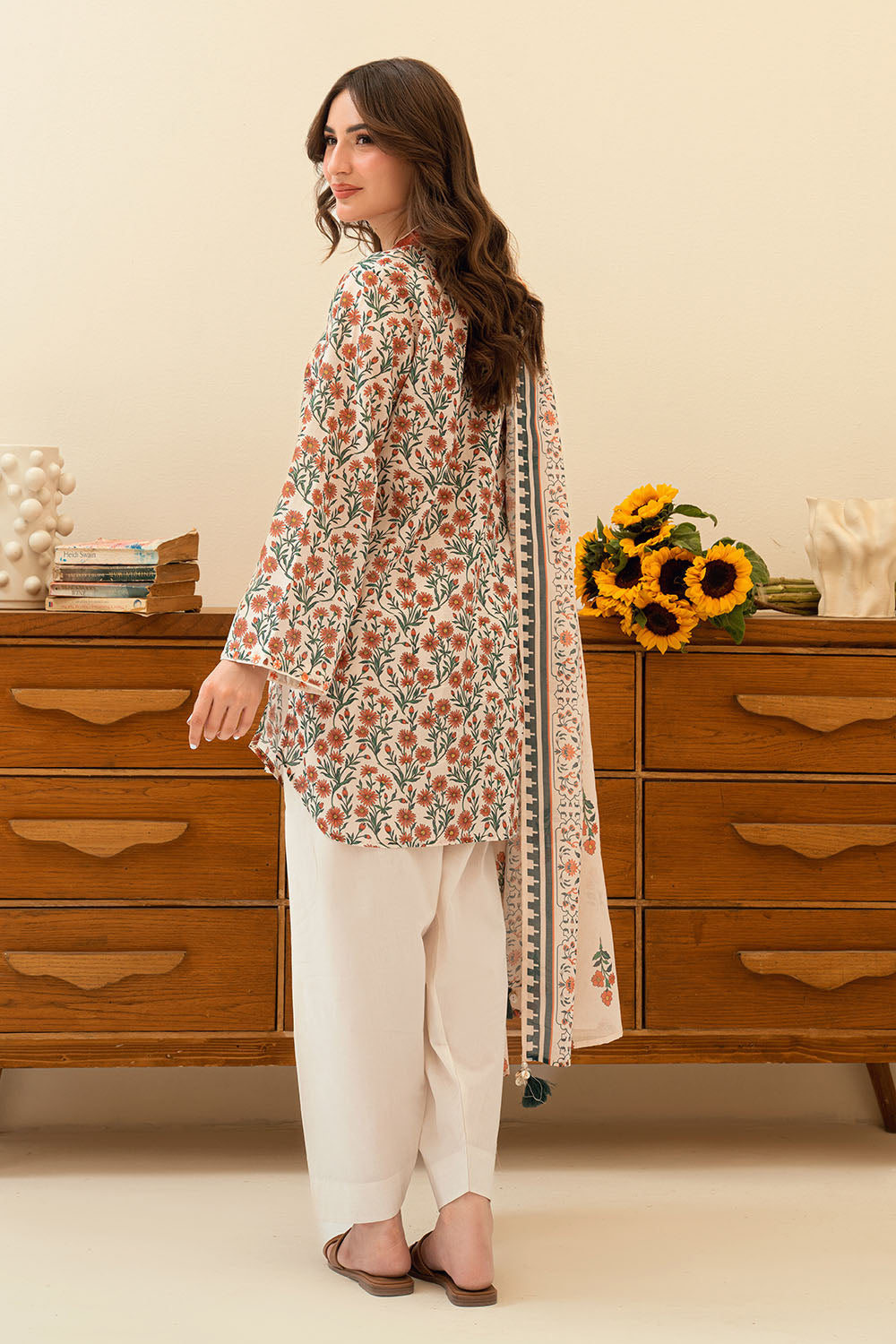 3 Piece Printed Lawn Suit With Embroidered Neckline