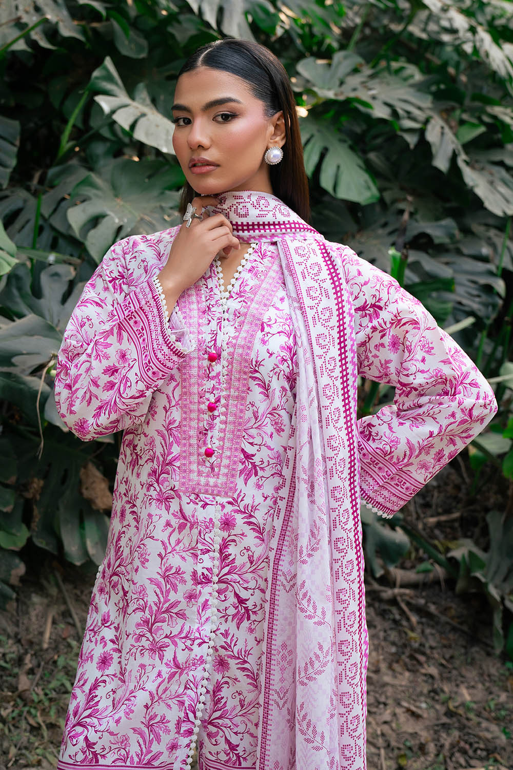 3 Piece Printed Lawn Suit With Embroidered Neckline