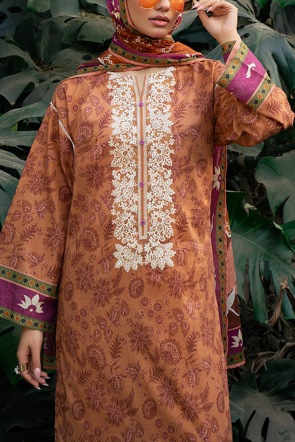 3 Piece Printed Lawn Suit With Embroidered Neckline