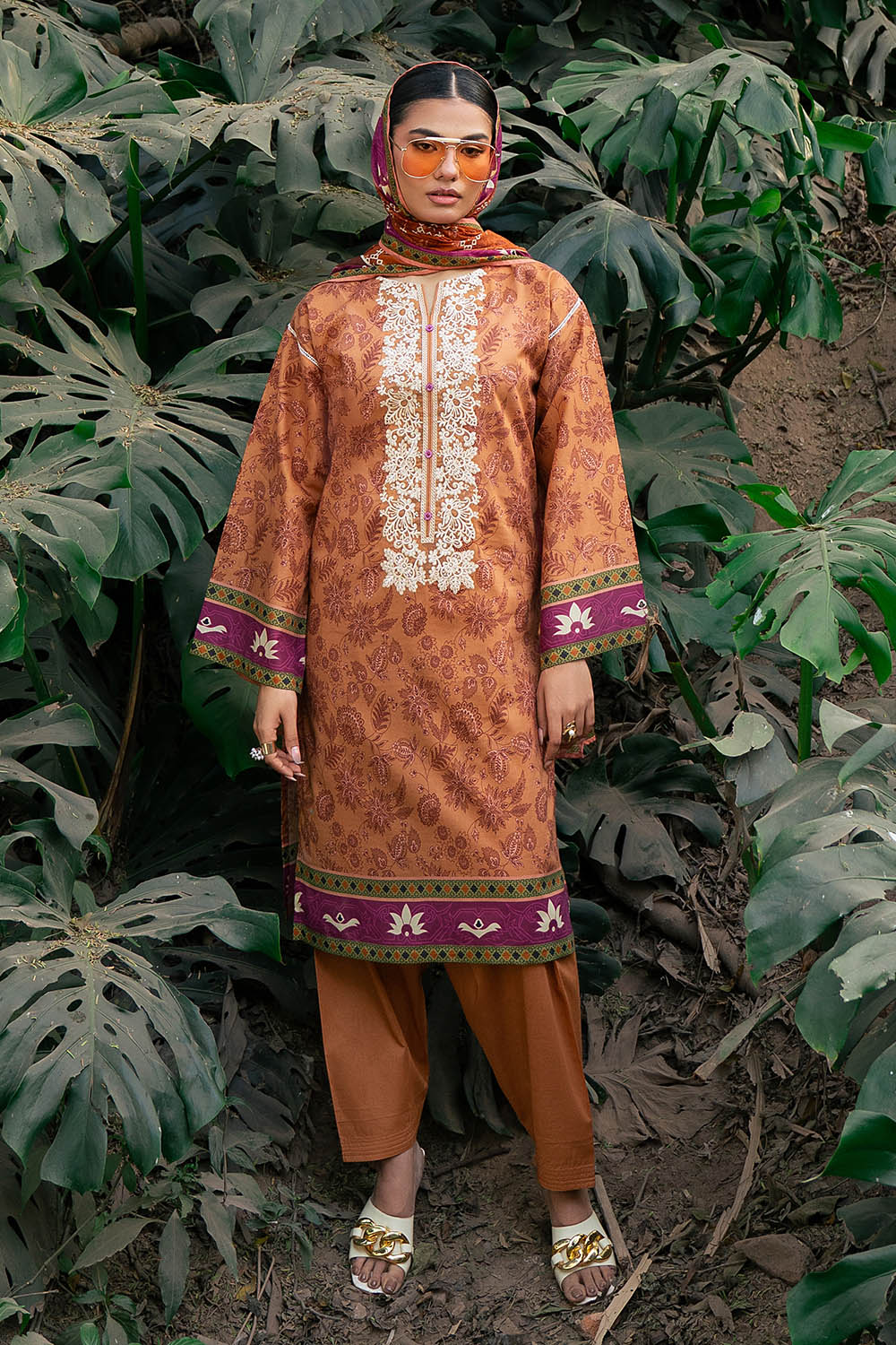3 Piece Printed Lawn Suit With Embroidered Neckline