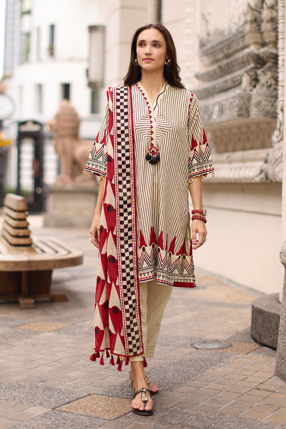 3 Piece Embroidered Printed Lawn Suit with Printed Lawn Dupatta