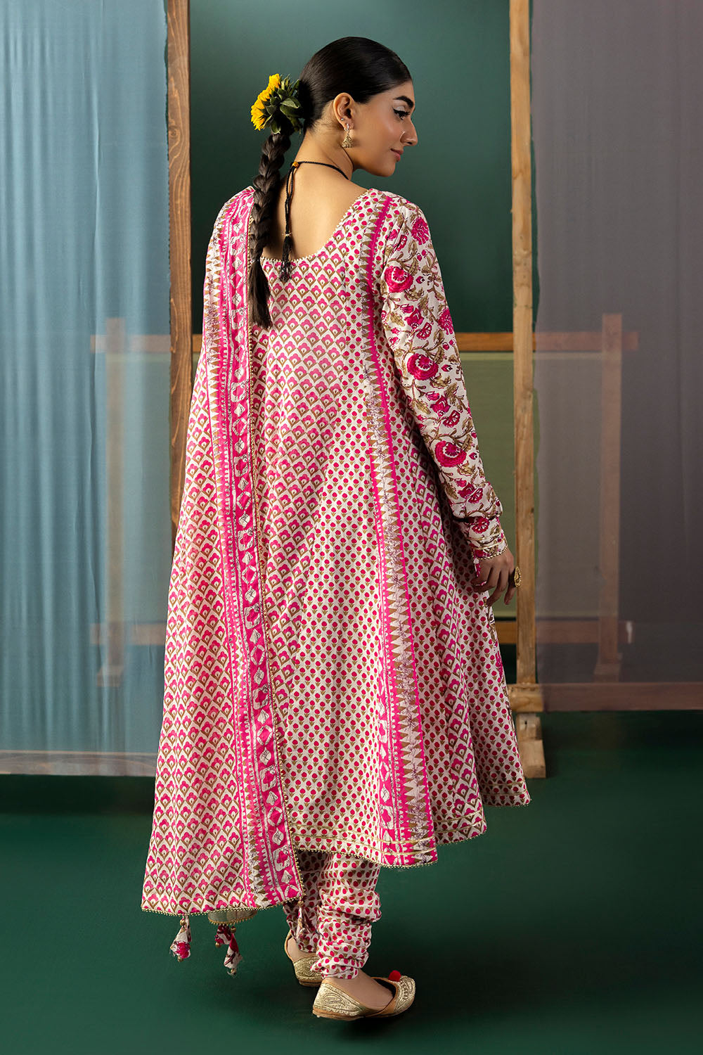 3 Piece Gota Embroidered Lawn Suit with Printed Lawn Dupatta