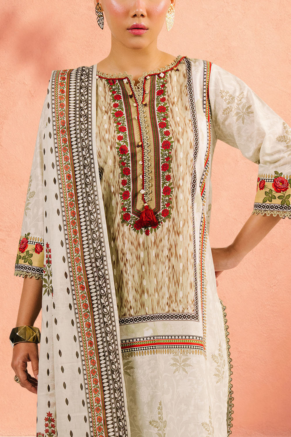 3 Piece Printed Cotton Suit with Printed Lawn Dupatta