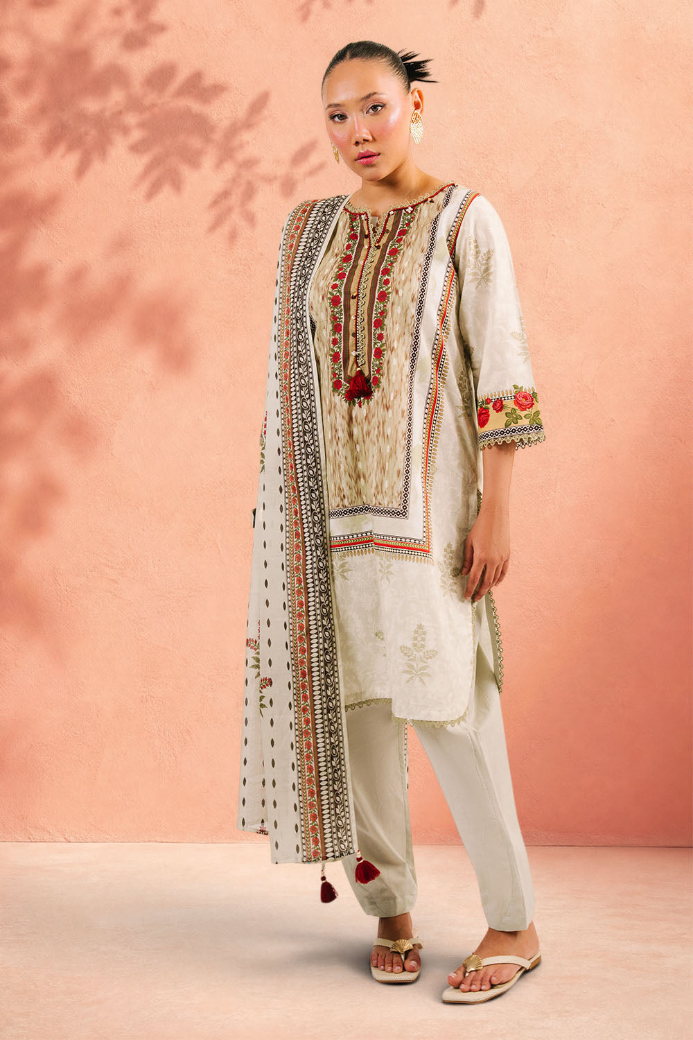3 Piece Printed Cotton Suit with Printed Lawn Dupatta