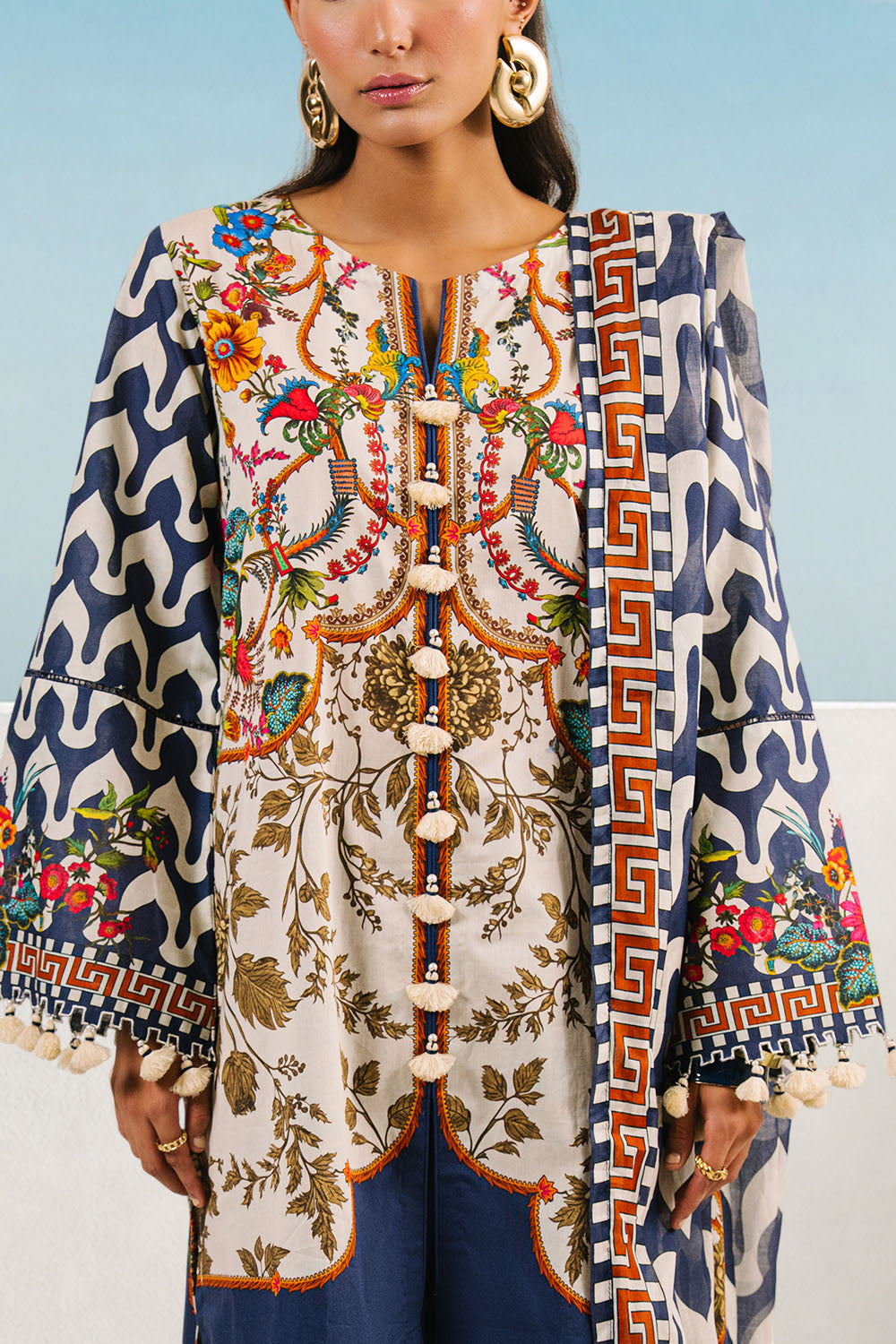 3 Piece Printed Cotton Suit with Printed Lawn Dupatta