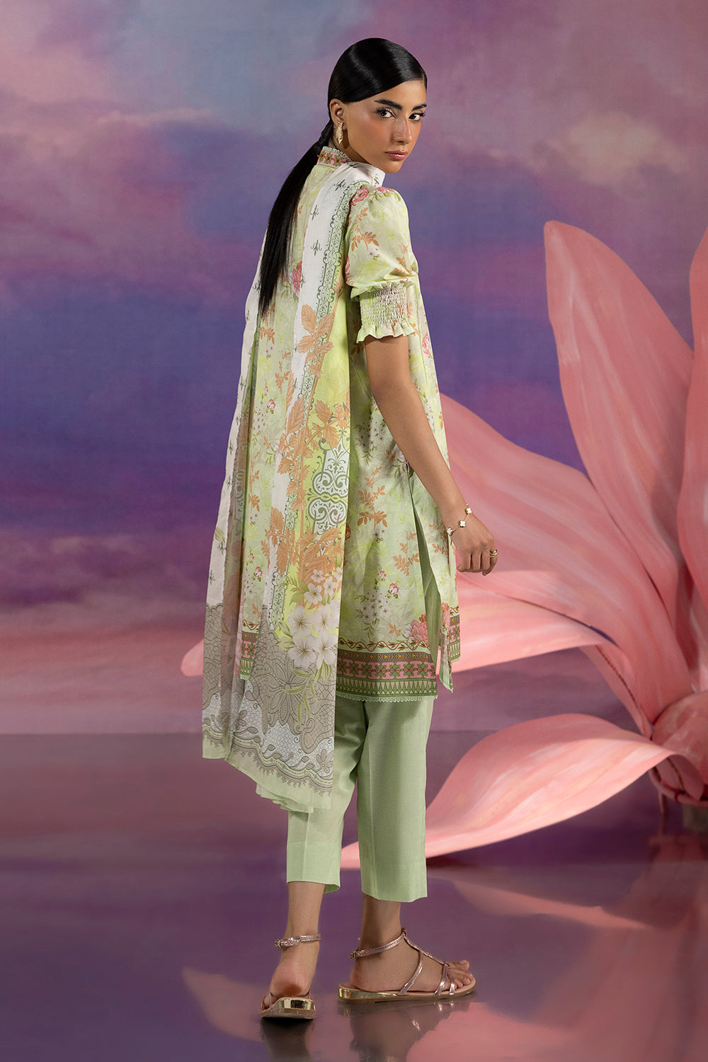 3 Piece Printed Cotton Suit with Printed Lawn Dupatta