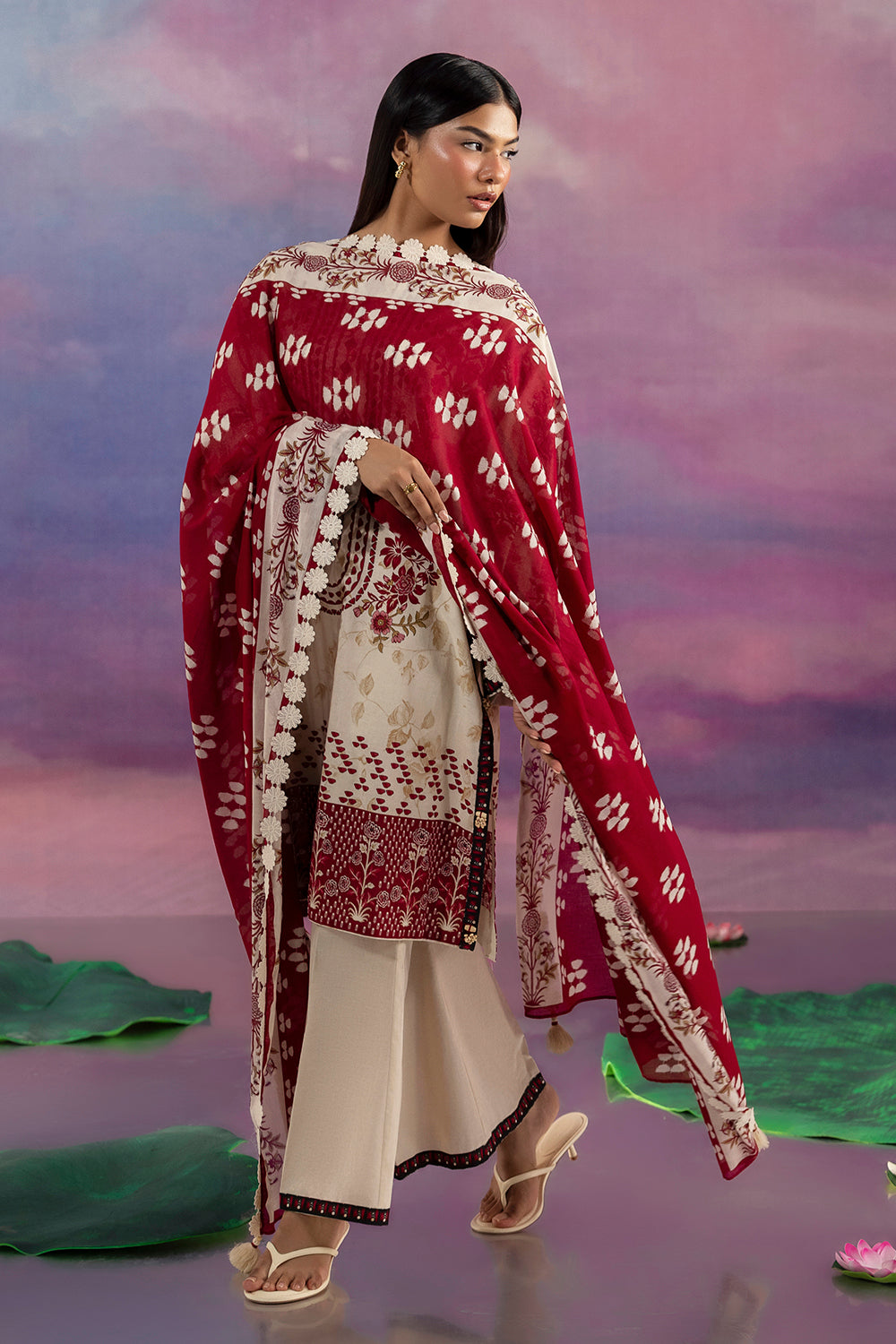 3 Piece Printed Cotton Suit with Printed Lawn Dupatta