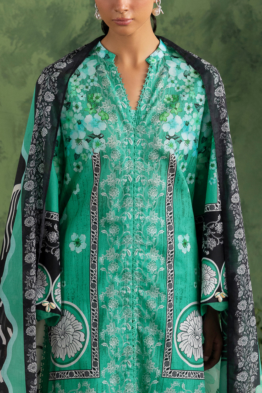 3 Piece Printed Cotton Suit with Printed Lawn Dupatta