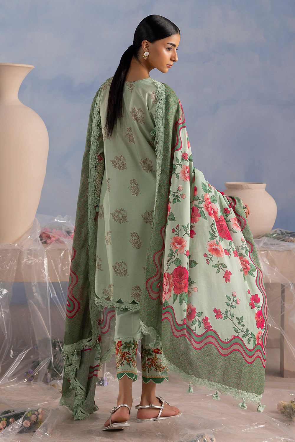 3 Piece Printed Cotton Suit with Printed Lawn Dupatta