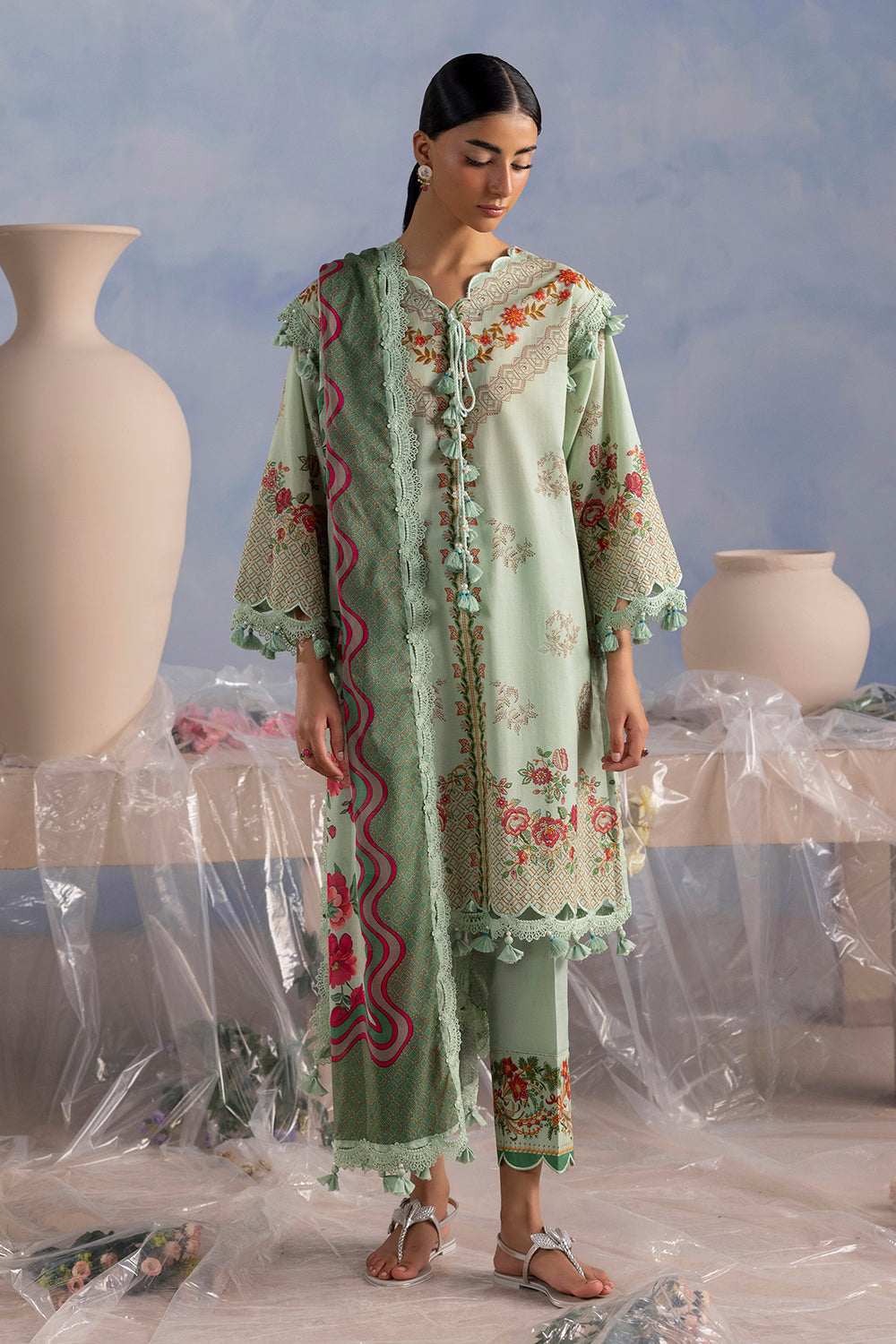 3 Piece Printed Cotton Suit with Printed Lawn Dupatta