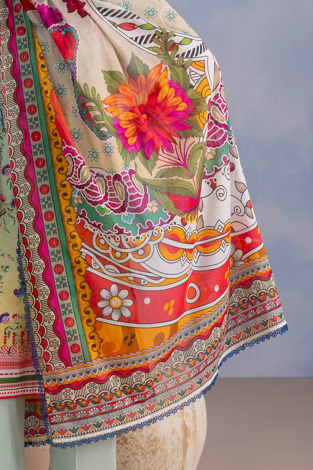 3 Piece Printed Cotton Suit with Printed Lawn Dupatta