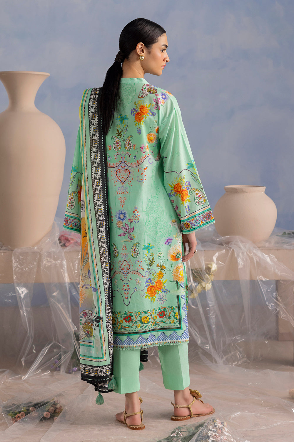3 Piece Printed Cotton Suit with Printed Lawn Dupatta