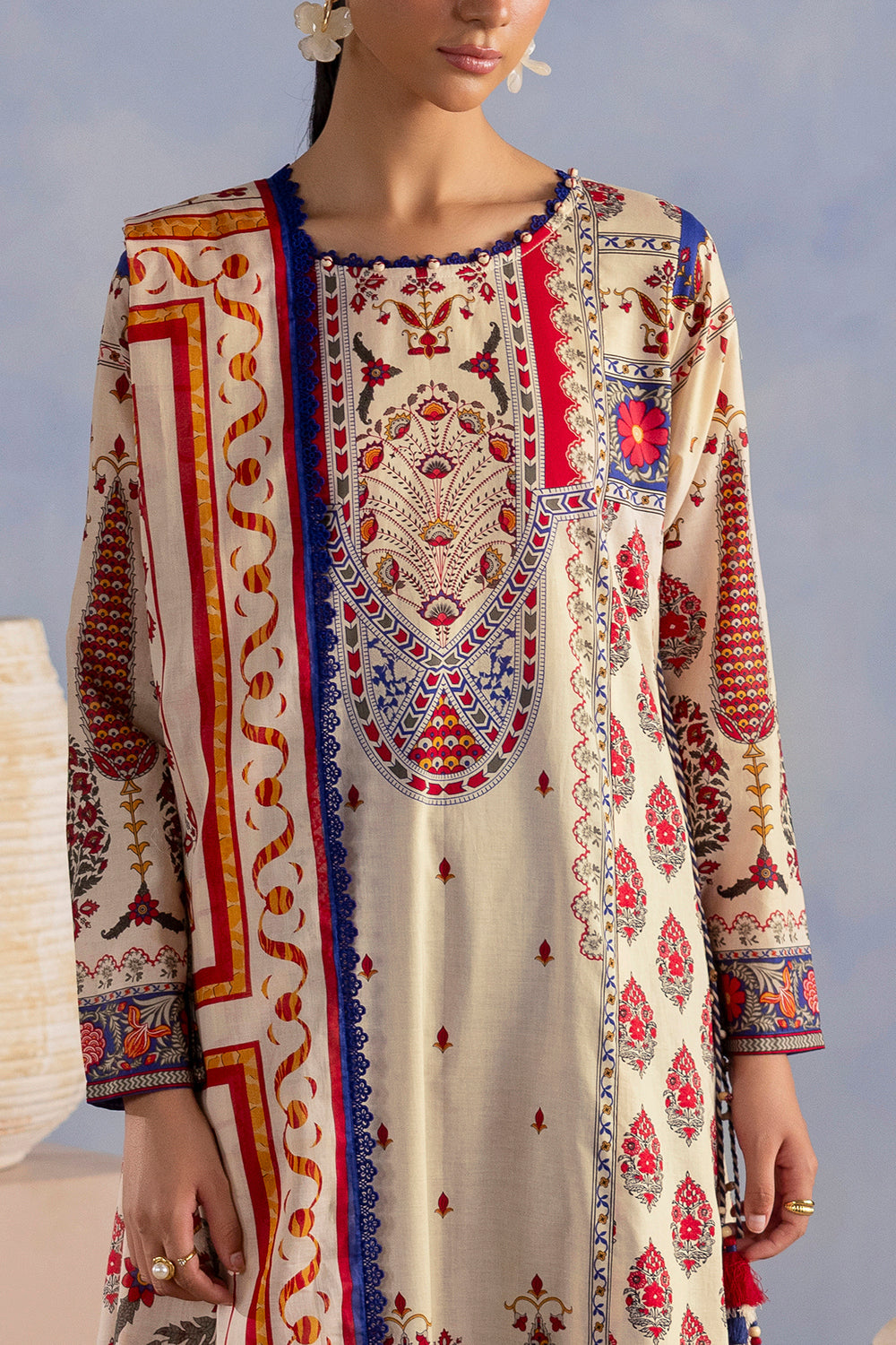 3 Piece Printed Cotton Suit with Printed Lawn Dupatta