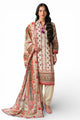 3 Piece Printed Cross Hatch Suit With Lawn Dupatta