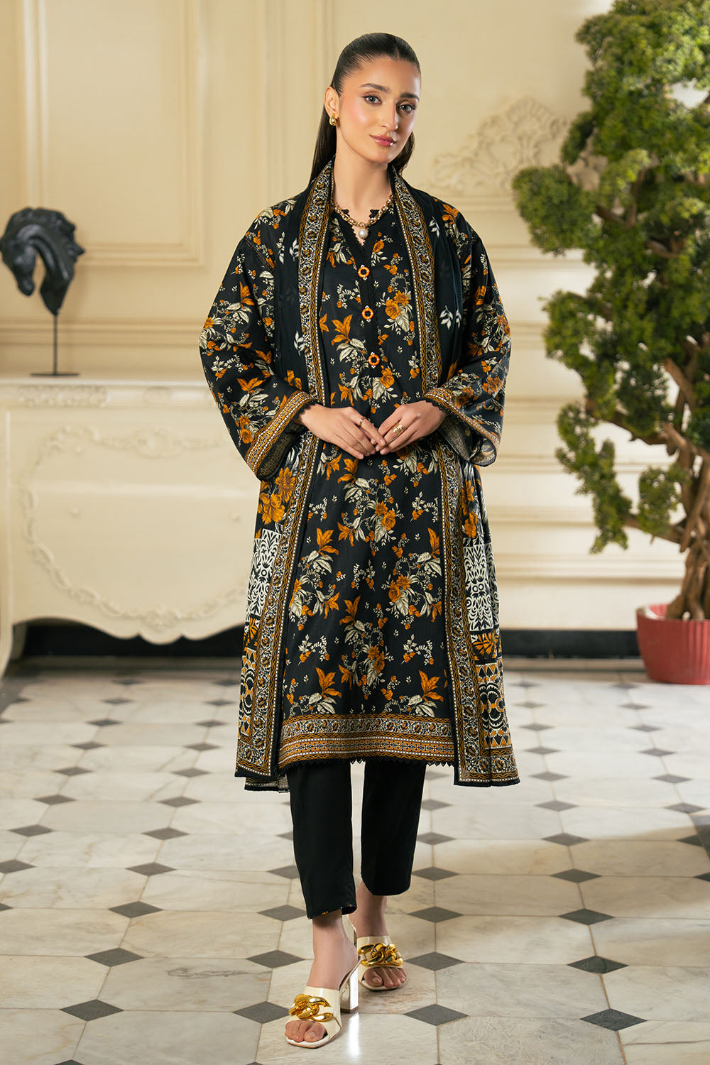 Printed Light Khaddar Culottes