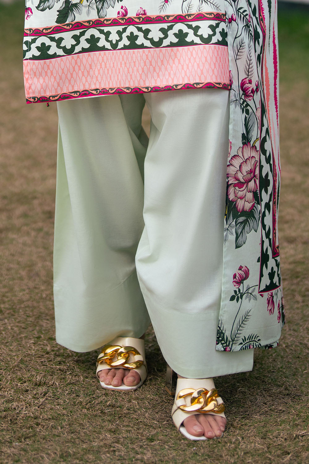 3 Piece Printed Cross Hatch Suit with Lawn Dupatta