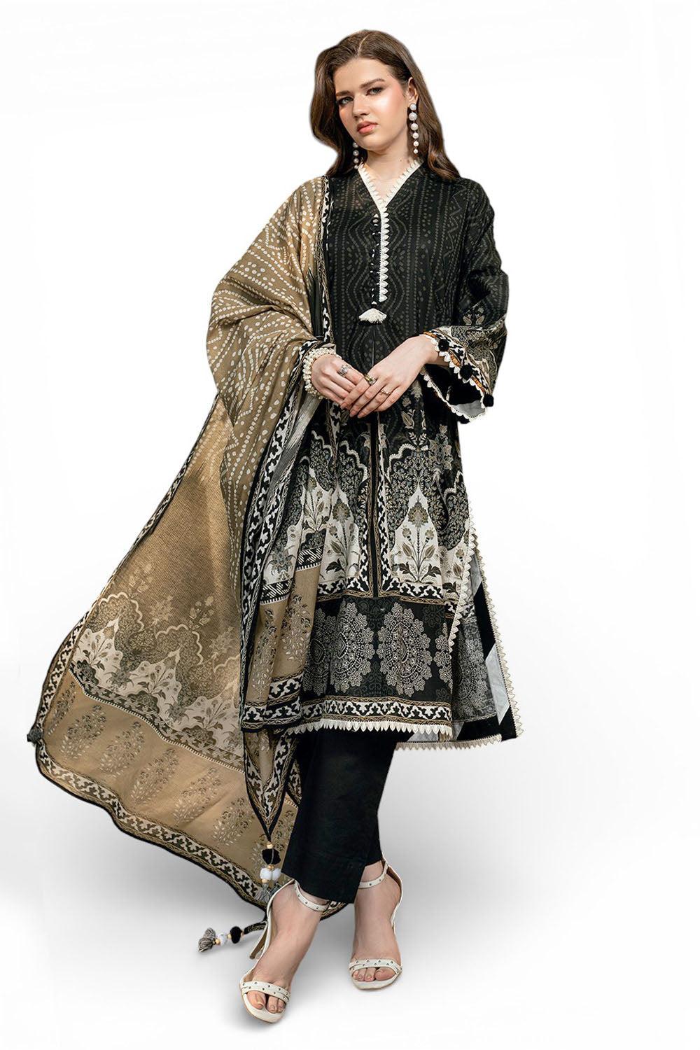 3 Piece Printed Cross Hatch Suit