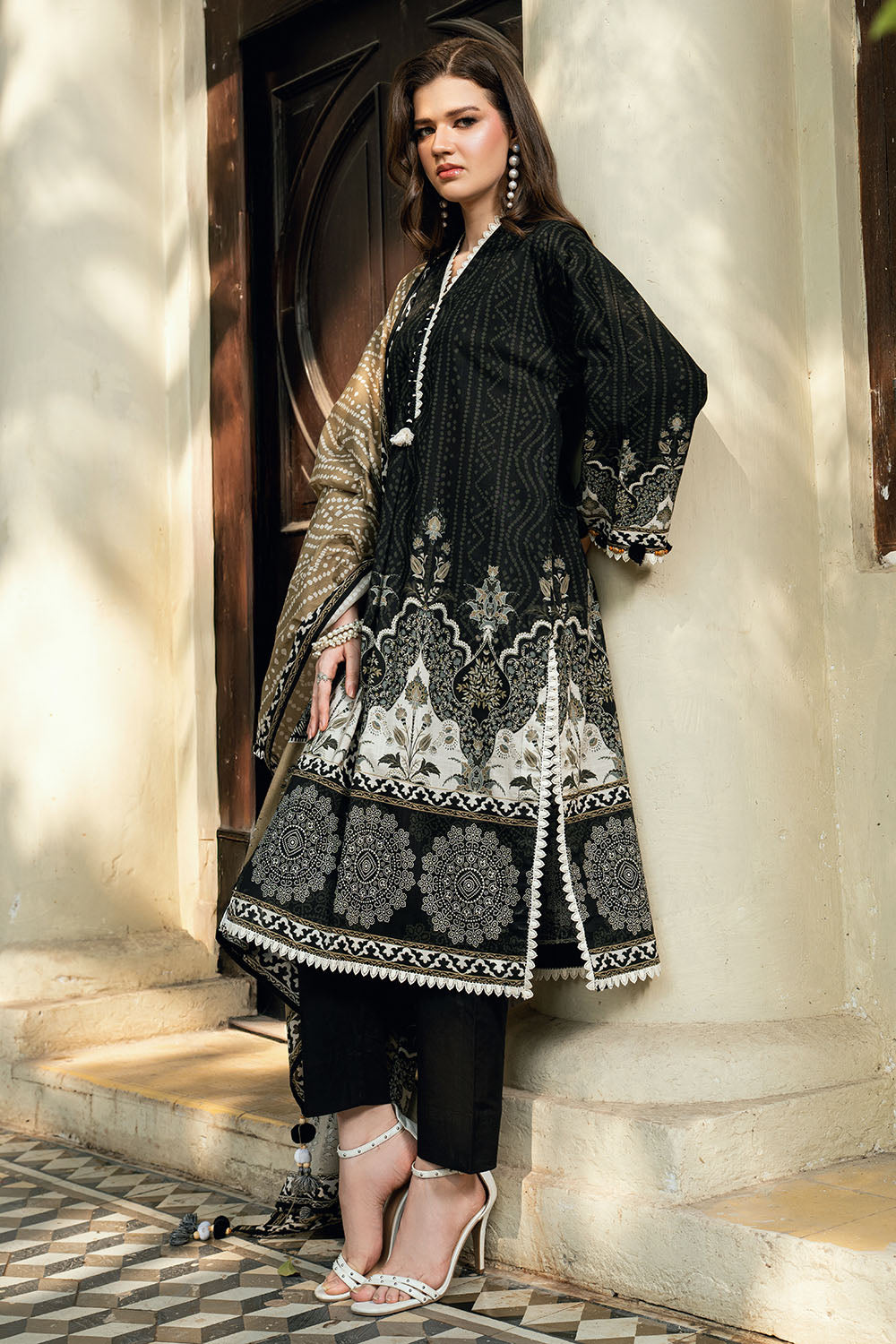 3 Piece Printed Cross Hatch Suit