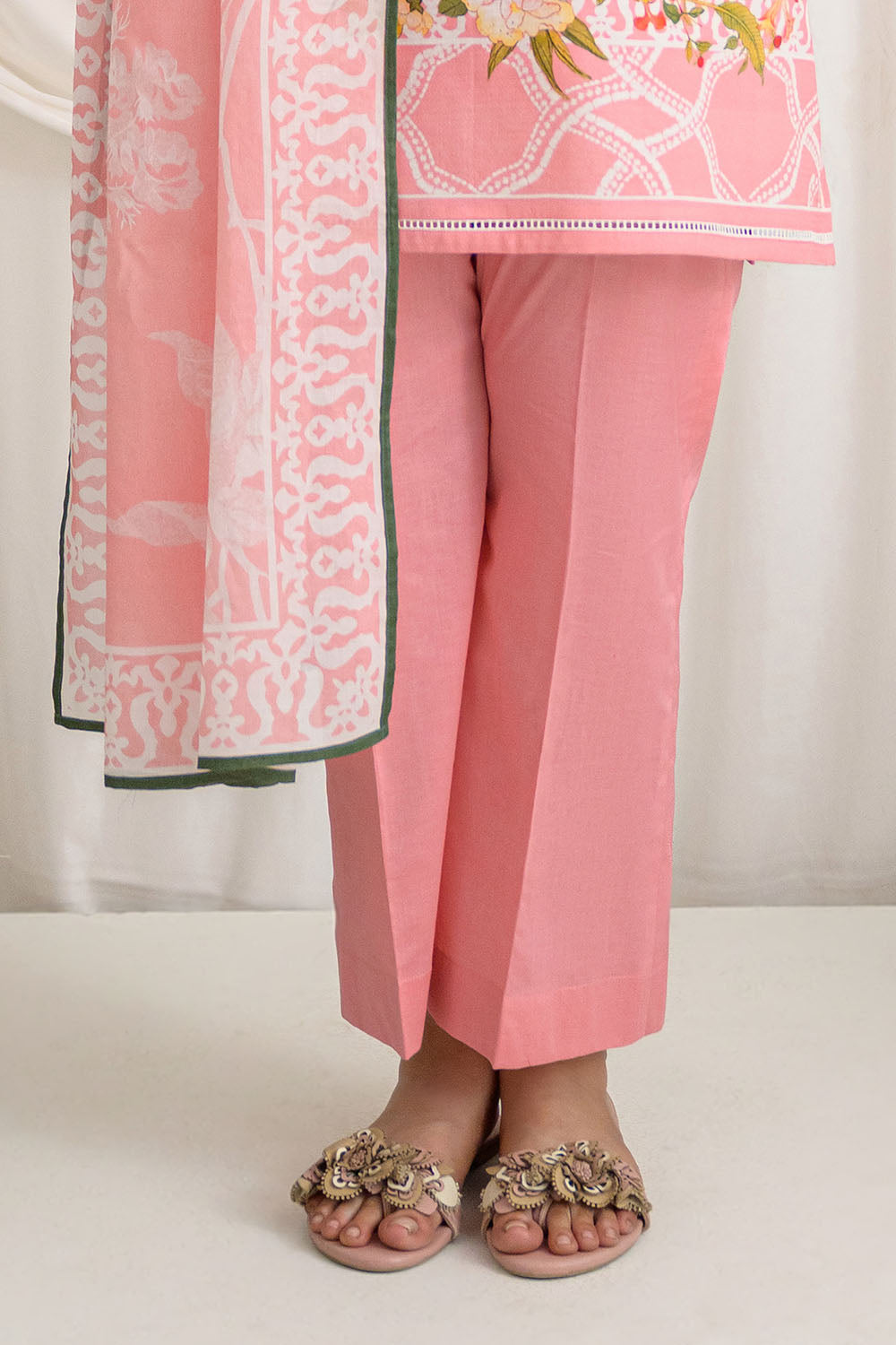 3 Piece Printed Dobby Suit With Printed Lawn Dupatta And Dyed Trouser