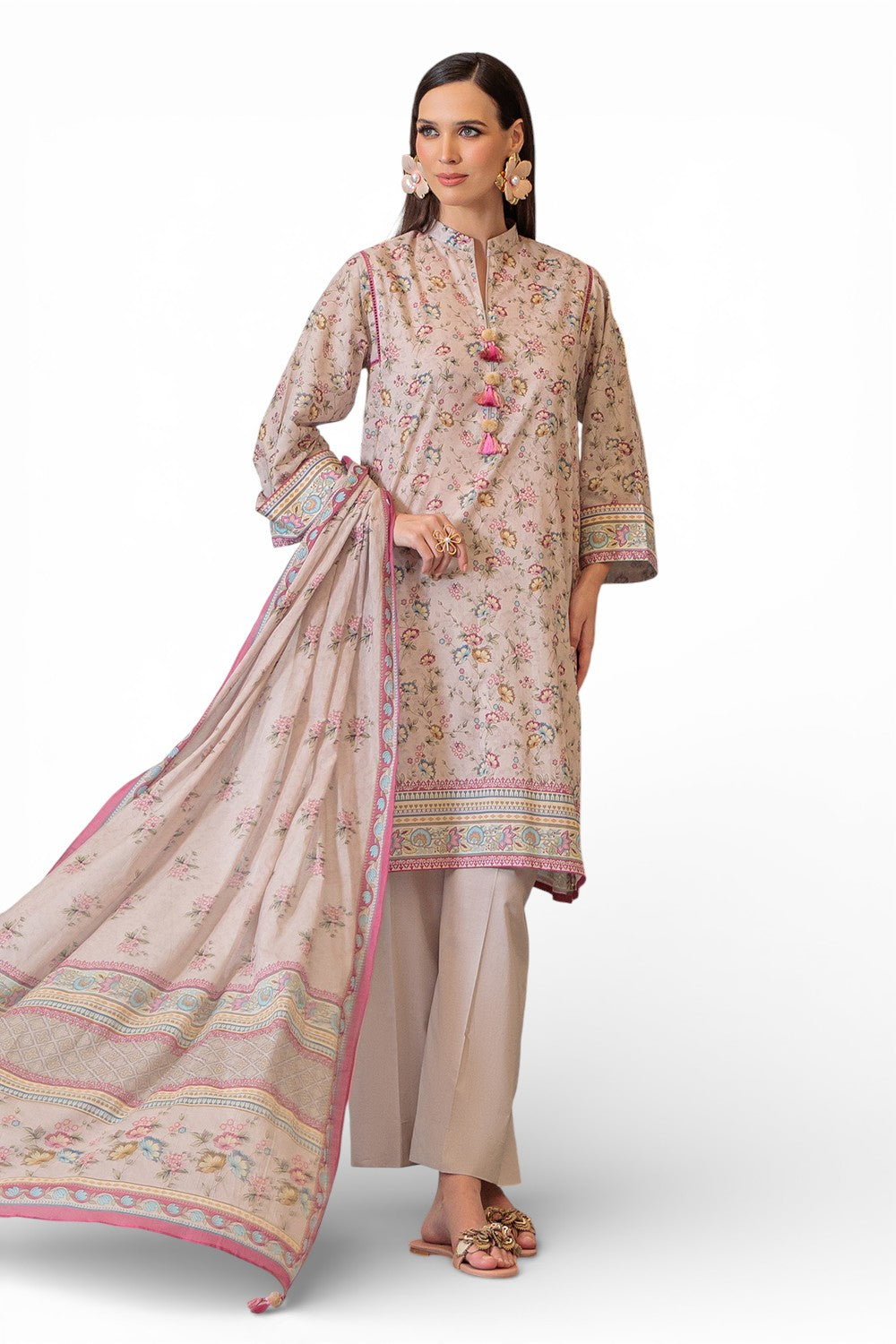 3 Piece Printed Lawn Suit and Dyed Trouser