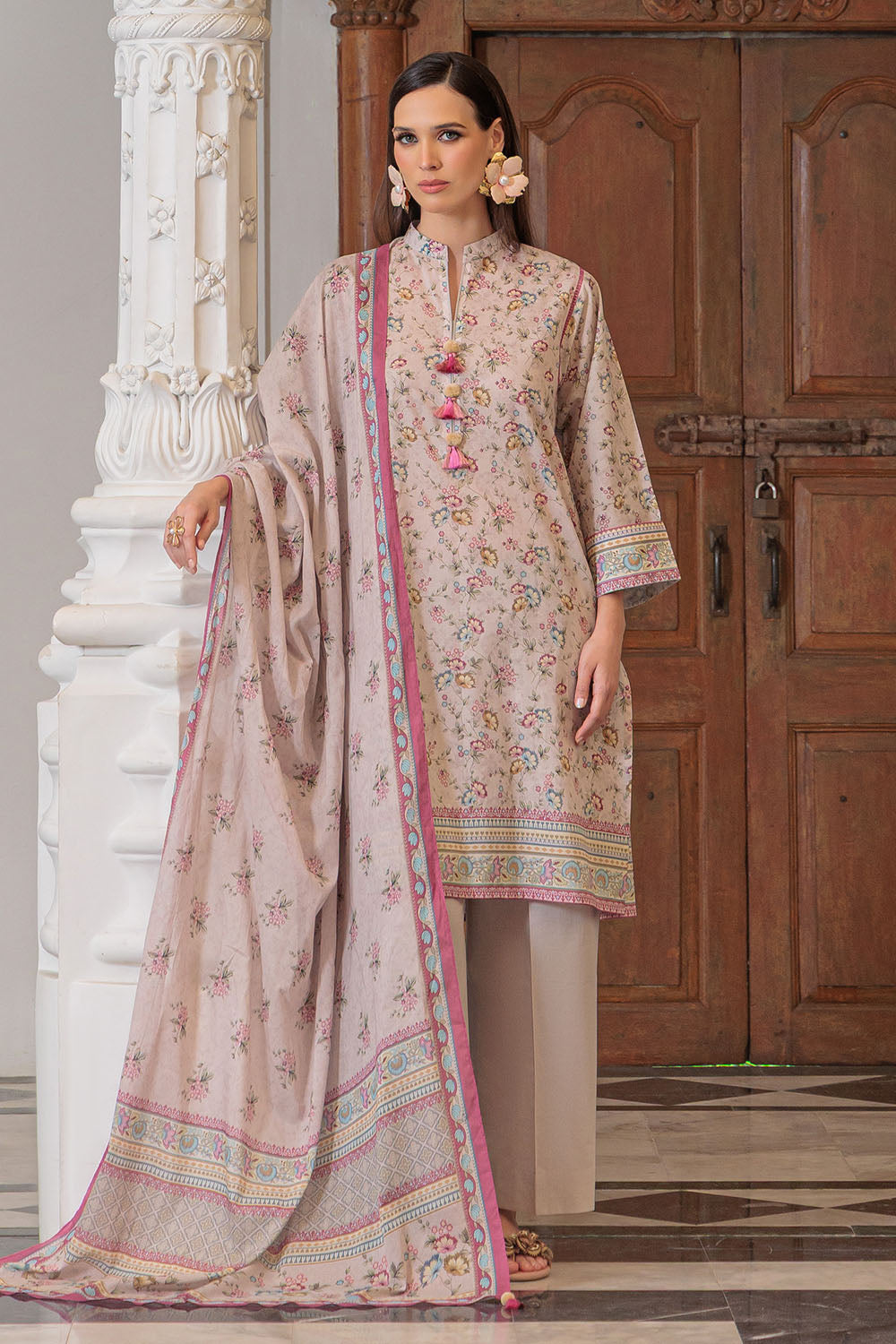 3 Piece Printed Lawn Suit and Dyed Trouser