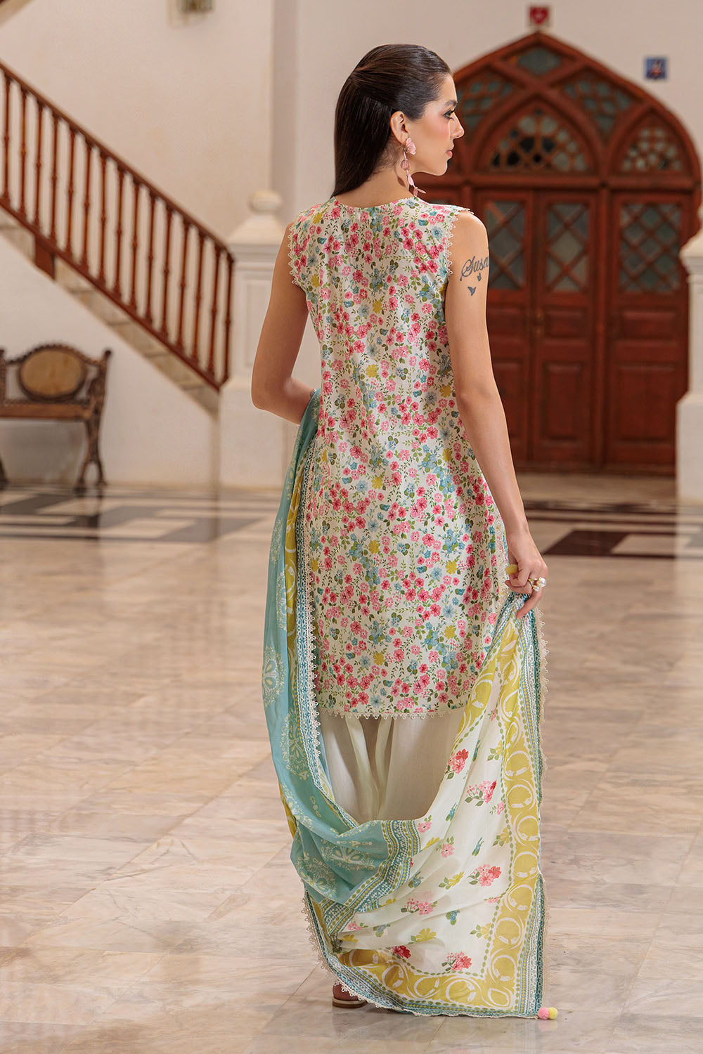 3 Piece Printed Lawn Suit And Dyed Trouser