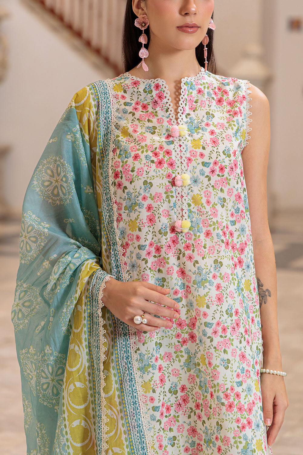 3 Piece Printed Lawn Suit And Dyed Trouser
