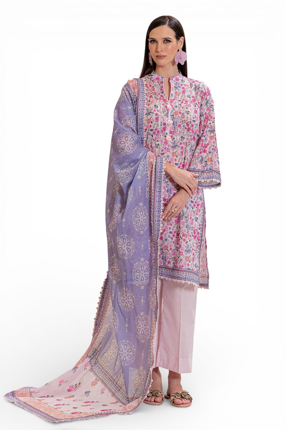 3 Piece Printed Lawn Suit and Dyed Trouser